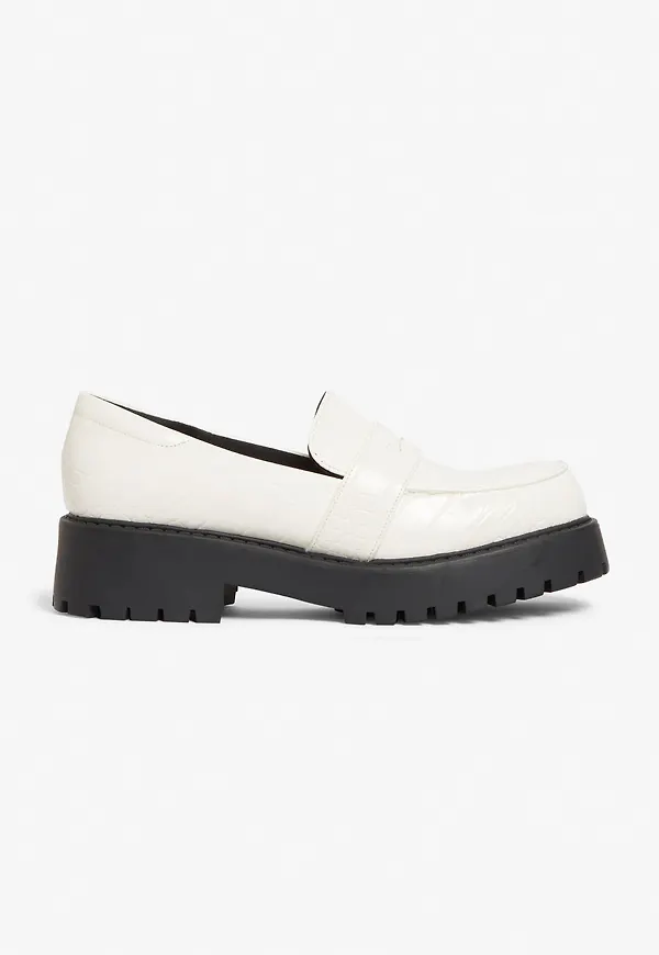 Faux leather loafer - White