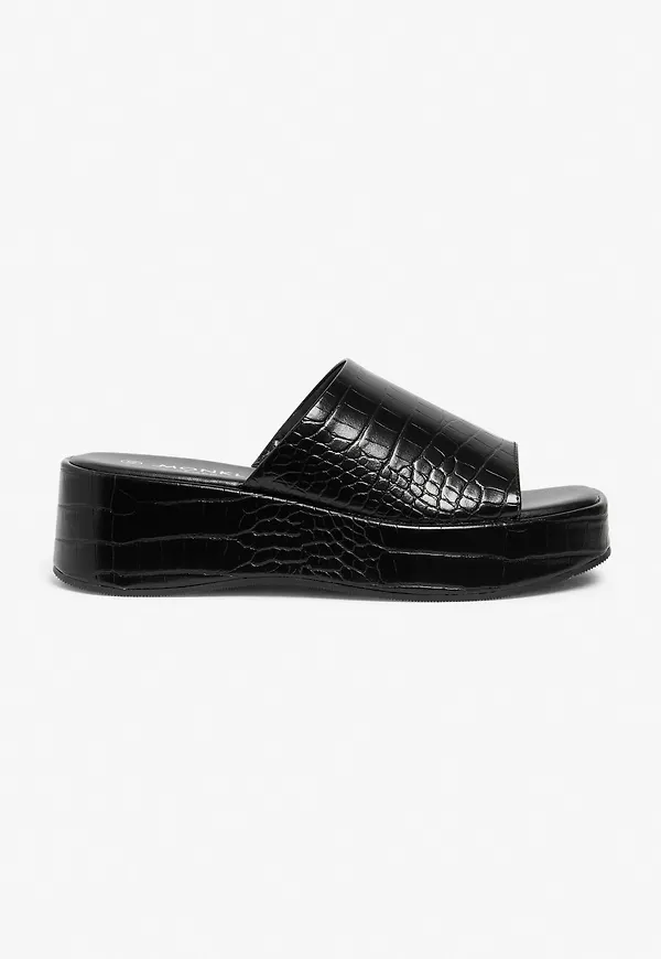Faux leather platform sandals - Black