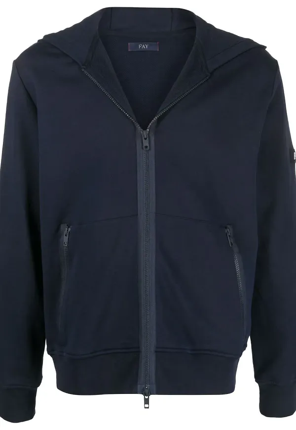 Fay hoodie med dragkedja - Blå