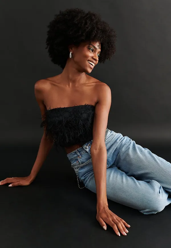 Dam Crop Top Figurnära Bomix Mönster main image 0