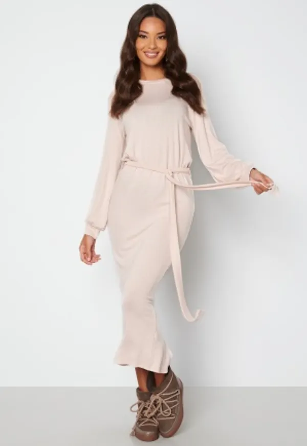 BUBBLEROOM Amira fine knitted dress Beige melange M