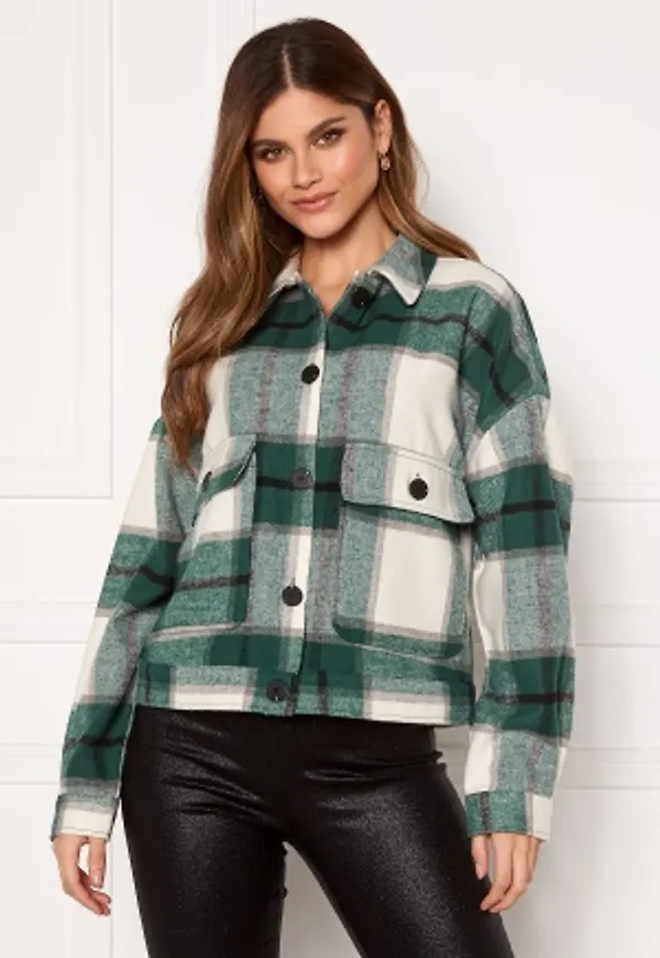 SELECTED FEMME Gia LS Overshirt Hunter Green Checks 42