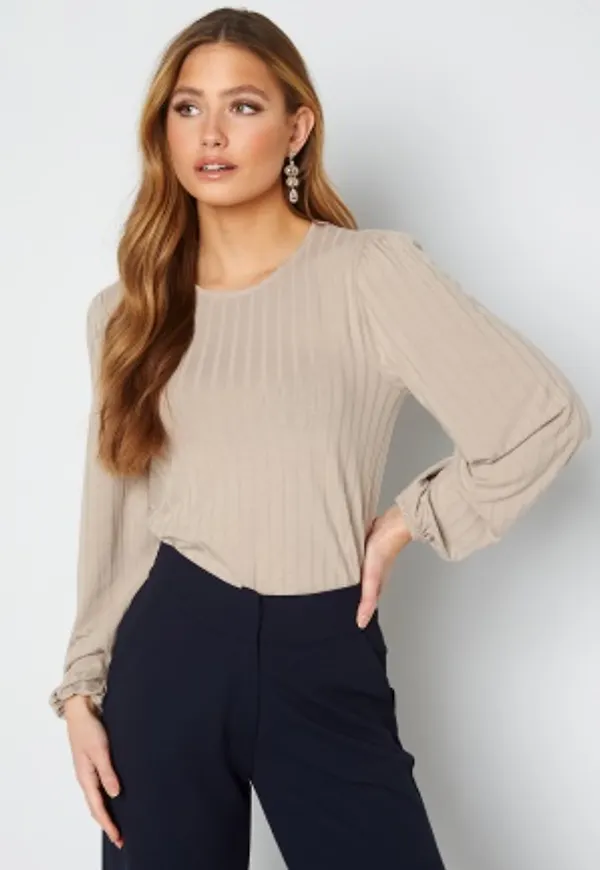 BUBBLEROOM Harper rib top Nougat L