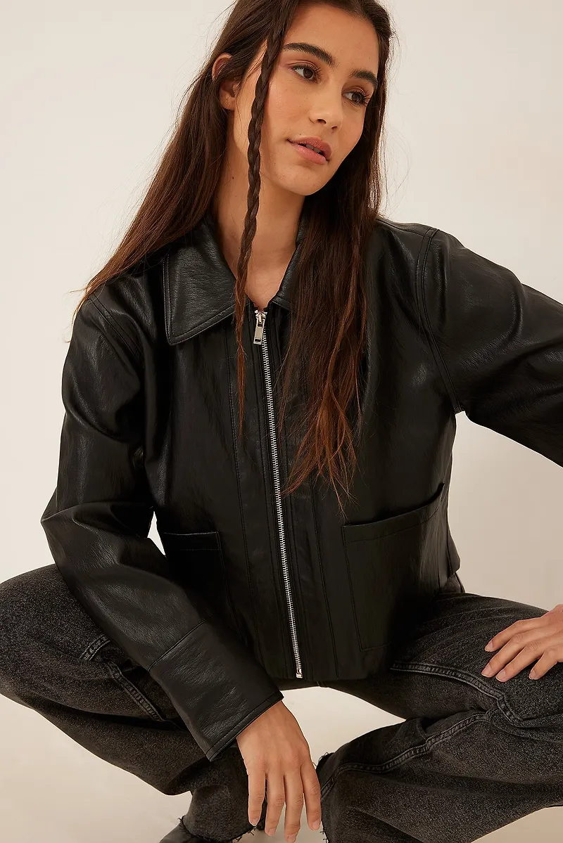 NA-KD Classic Klassisk PU-jacka - Black