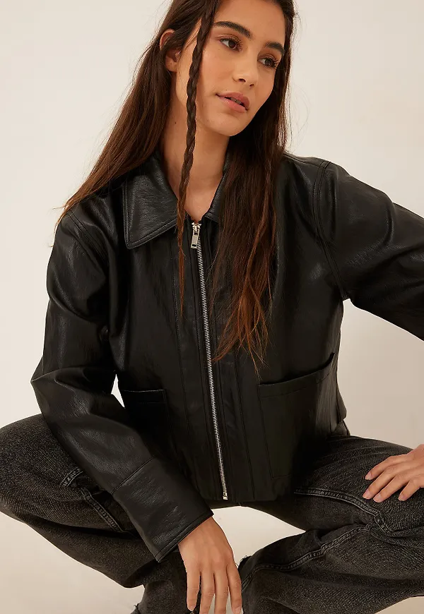 NA-KD Classic Klassisk PU-jacka - Black
