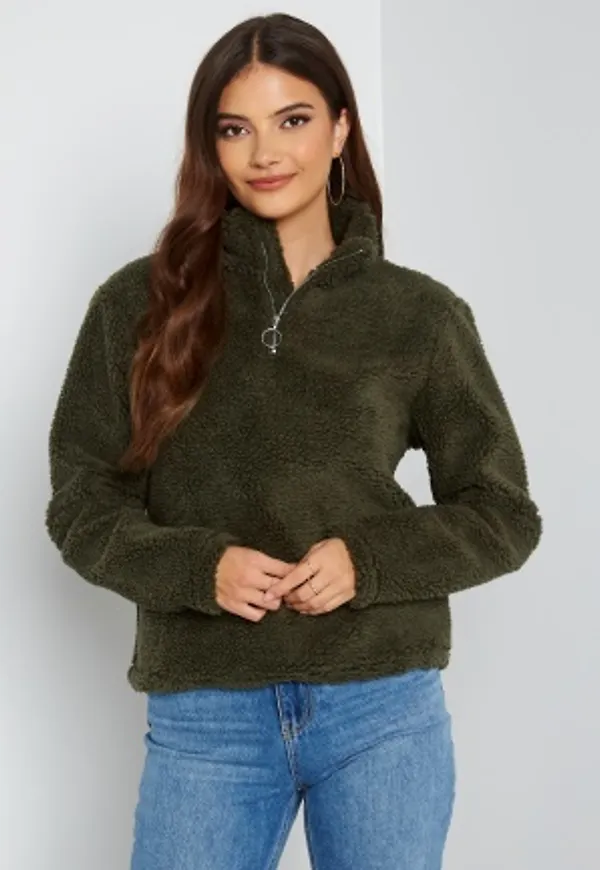 Rut & Circle Agnes Teddy Sweater Olive Green L