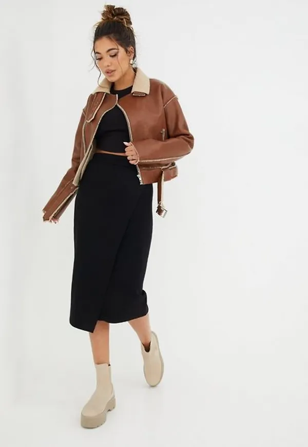 Vila Violivinja Knit Hw Midi Wrap Skirt Midikjolar Black