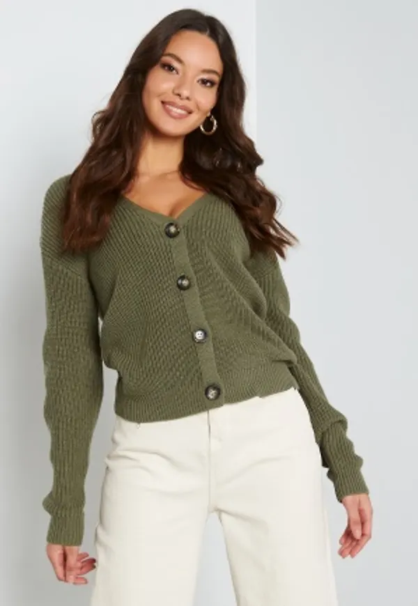 Pieces Karie LS Knit Cardigan Deeo Lichen Green XL