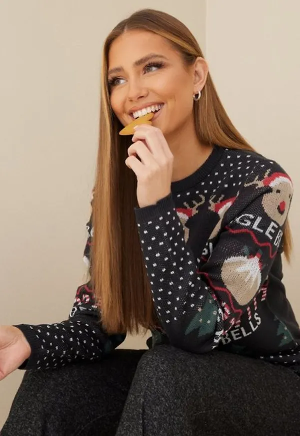 Only Onlxmas Joy L/S Pullover Box Knt Stickade tröjor Night Sky Joy