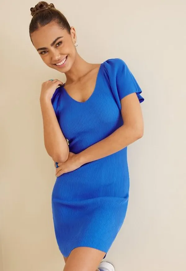 Only Onlleelo S/S V-Neck Dress Knt Fodralklänningar Ultramarine