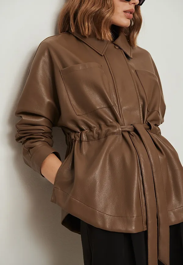NA-KD Trend Pu-Jacka Med Dragsko - Brown