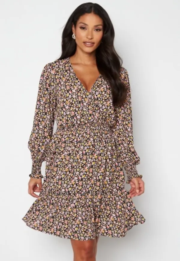 Object Collectors Item Elisabeth L/S Dress Black AOP:Flower 42
