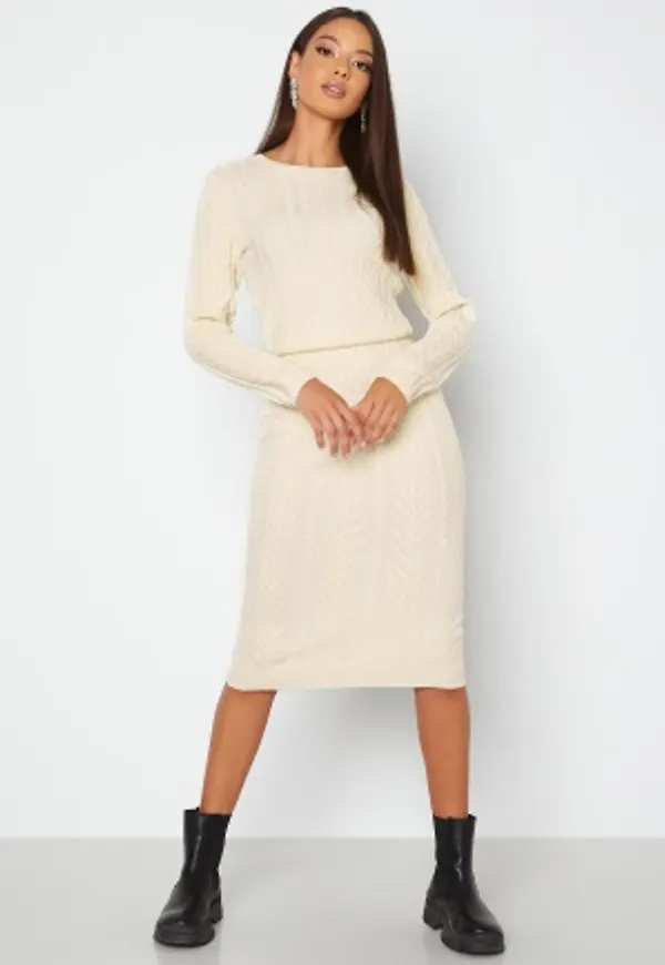 BUBBLEROOM Rishi knitted midi dress Cream M
