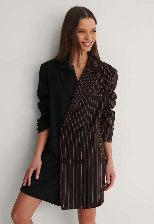 NA-KD Randig Blazer - Black