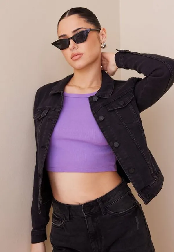 Noisy May Nmdebra L/S Black Wash Denim Jacket Jeansjackor
