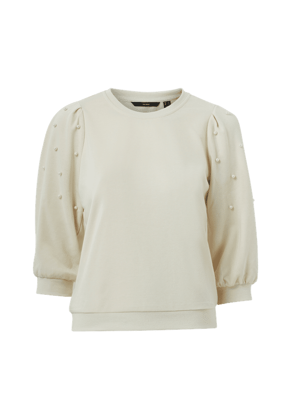 Vero Moda - Topp vmBeckie 3/4 Oneck Sweatshirt - Natur