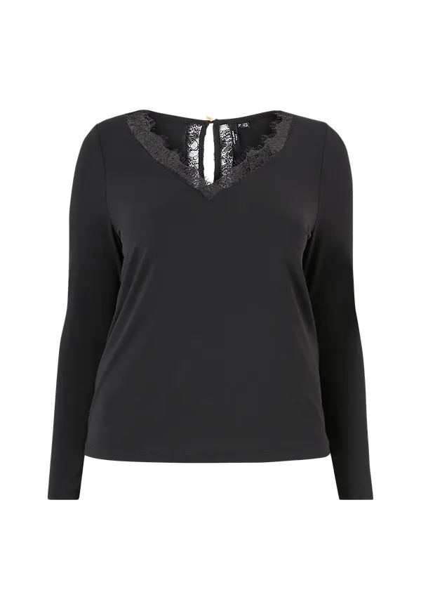 Vero Moda Curve - Topp vmSmilla LS Lace Blouse - Svart