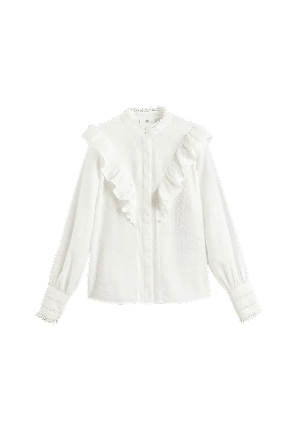 La Redoute - Blus med volangkrage - Vit