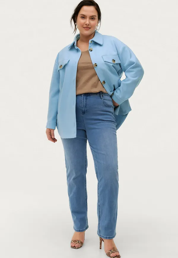 Zizzi - Jeans jAustyn Extra High Stright - Blå