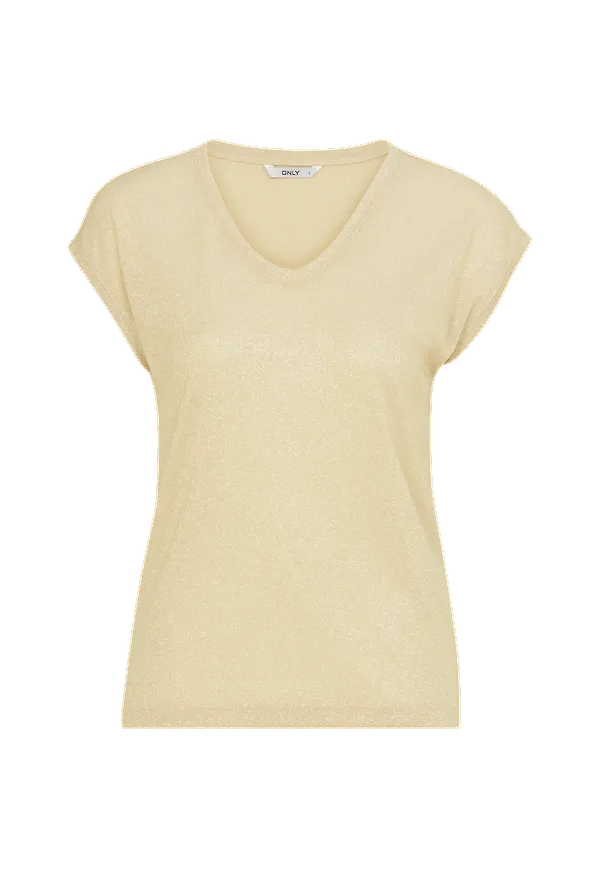 Only - Topp onlSilvery S/S V Neck Lurex Top - Guld
