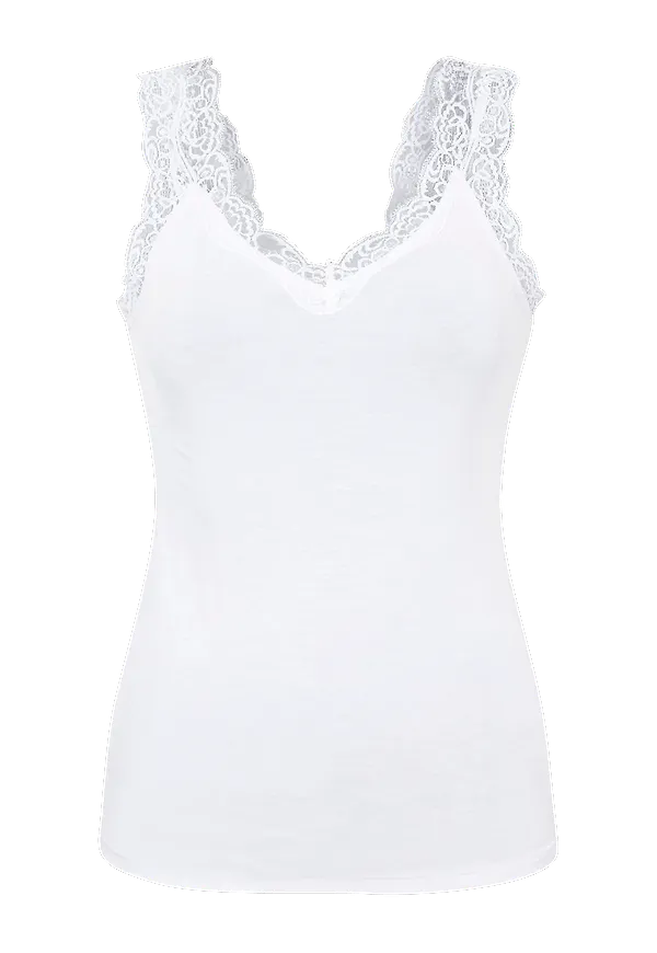 pieces - Topp pcBarbera Lace Top - Vit