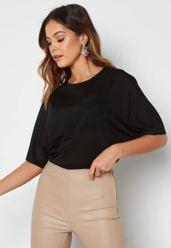 ONLY Carolla Loose Glitter Top Blk S Silver Glitter L