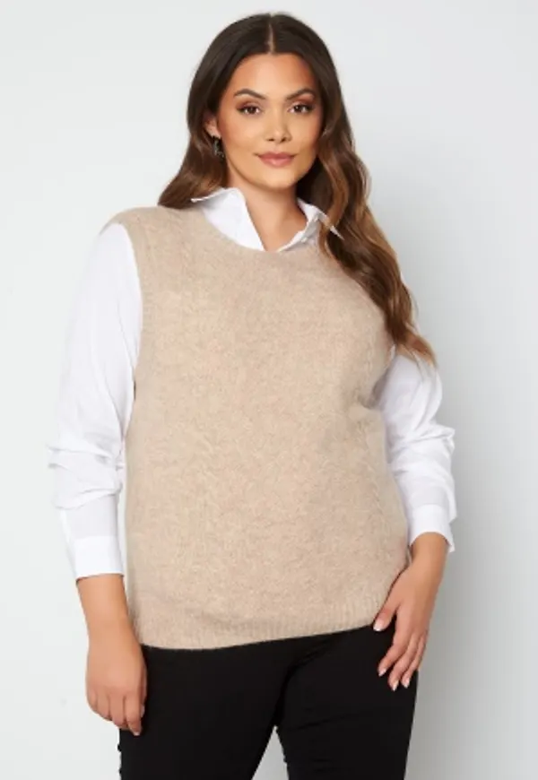 Only Carmakoma Abbi Life S/L Vest Knit Toasted Coconut 54 (XL)