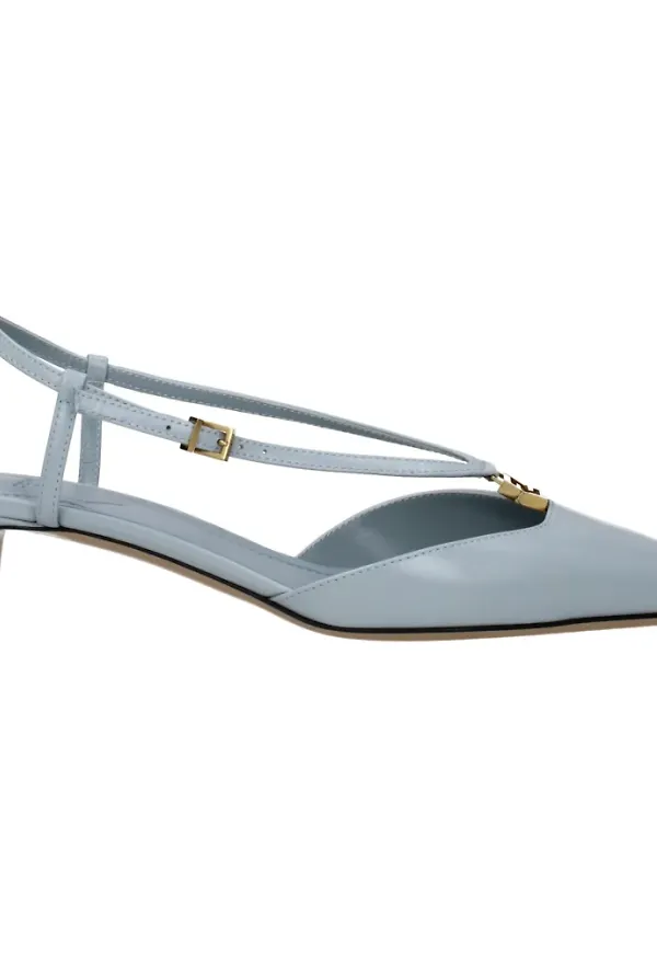 Fendi, Skor, Dam, 37 EU, Läder, Ljusblå Läder Sandal Casual Stil