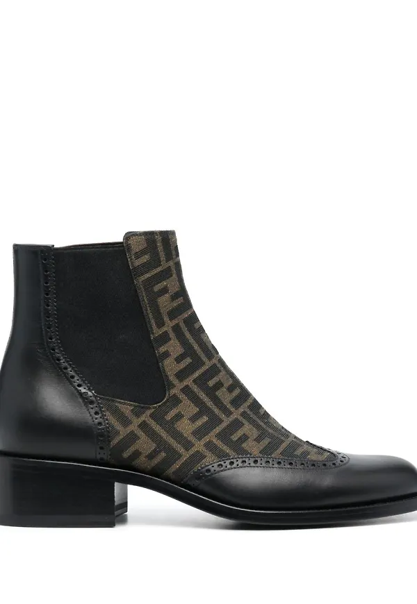 Fendi ankelboots med monogram - Svart