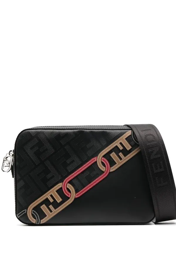 Fendi axelremsväska med monogram - Svart