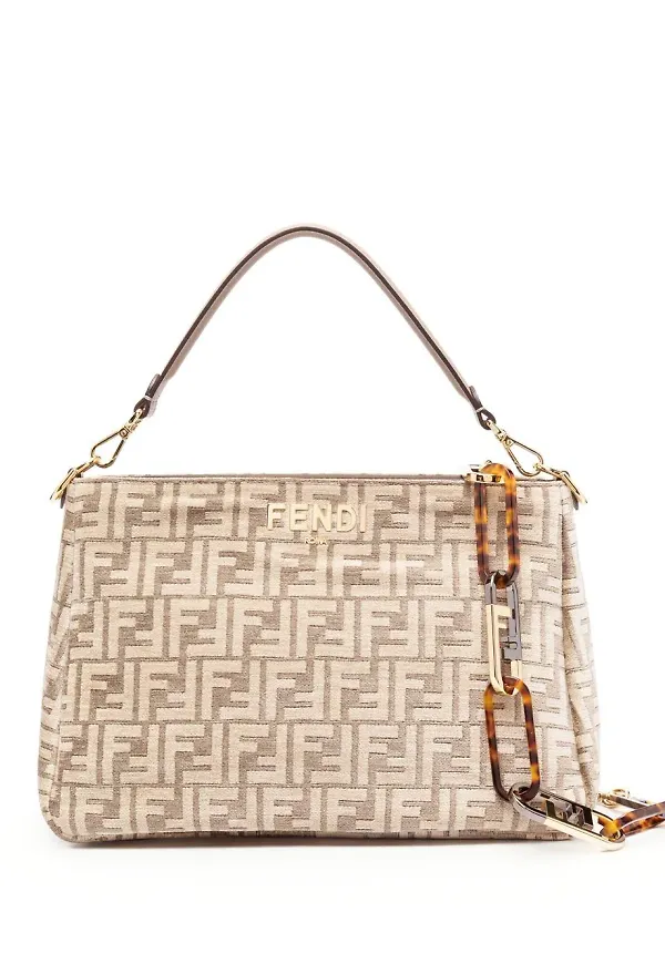 Fendi axelväska med monogram - Neutral