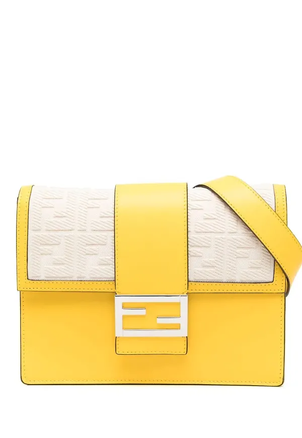 Fendi Baguette axelremsväska i läder - Gul