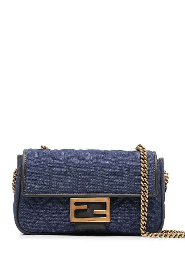 Fendi Baguette axelväska med kedja - Blå