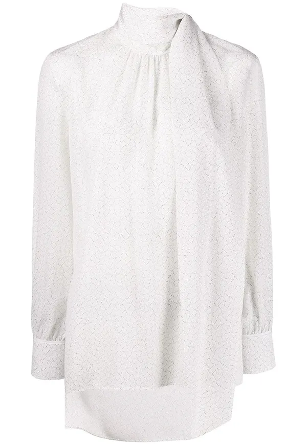 Fendi blus med knytkrage - Vit