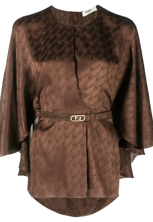 Fendi blus med logotyp - Brun