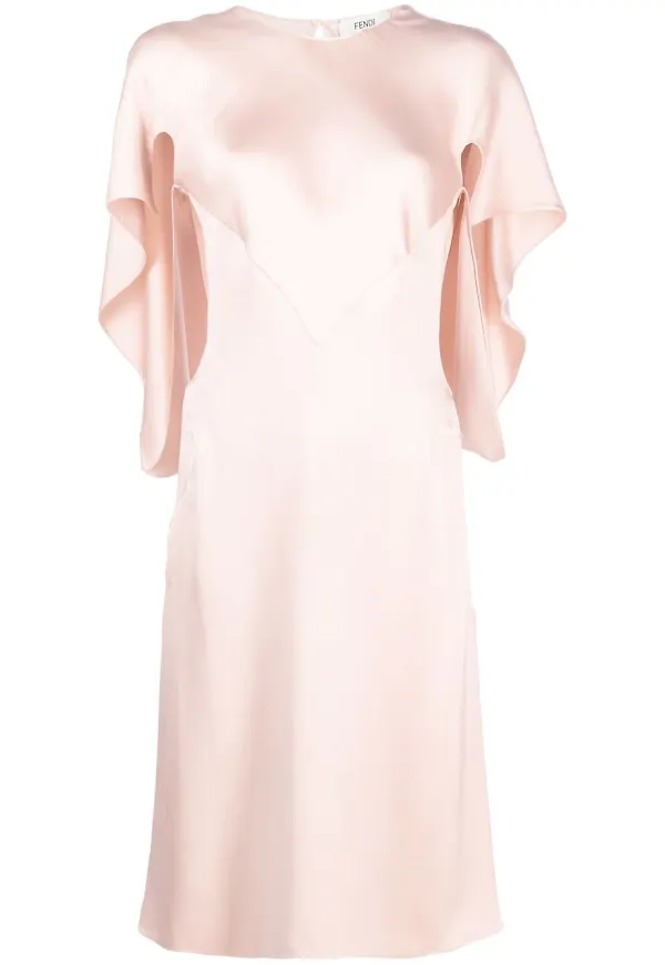 Fendi cape-klänning i satin - Rosa