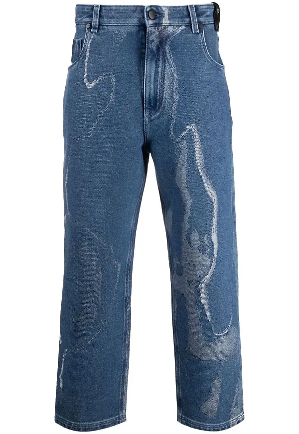 Fendi croppade jeans med tryck - Blå