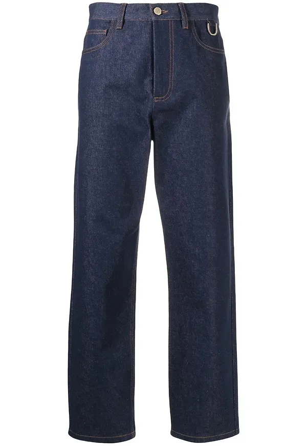 Fendi croppade straight-jeans - Blå