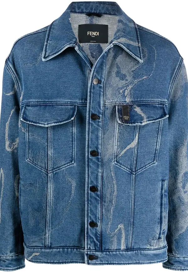 Fendi Earth jeansjacka i jacquard - Blå