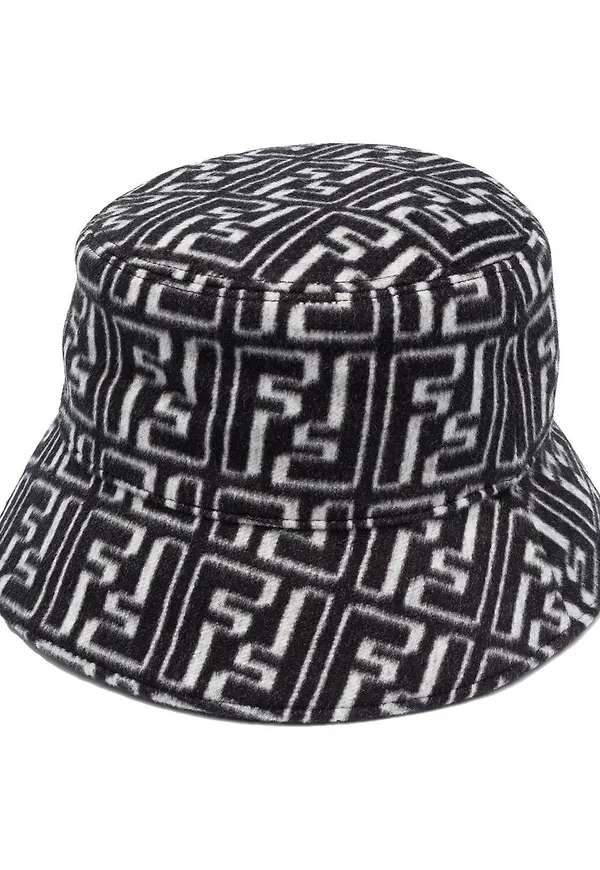 Fendi FF-jacquard fiskehatt - Svart