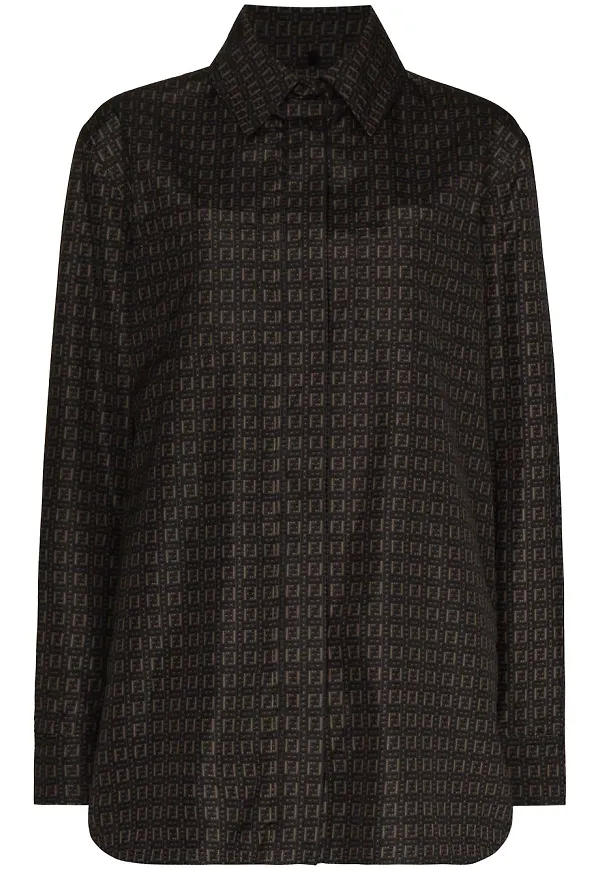 Fendi FF Interlace skjortjacka - Brun
