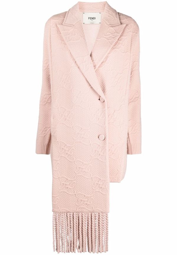 Fendi FF Karligraphy dubbelknäppt kappa - Rosa