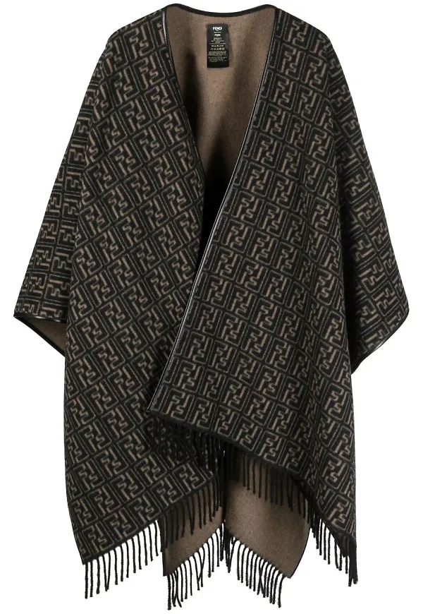 Fendi FF poncho med fransar - Svart
