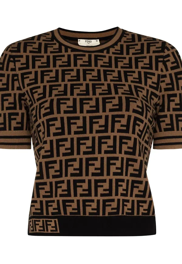 Fendi FF stickad topp - Brun
