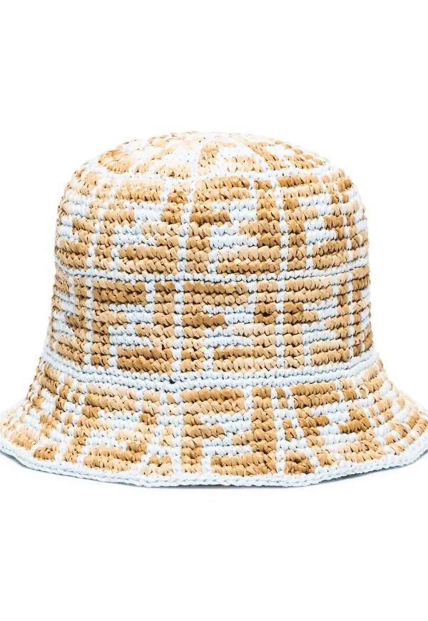 Fendi FF virkad fiskehatt - Blå