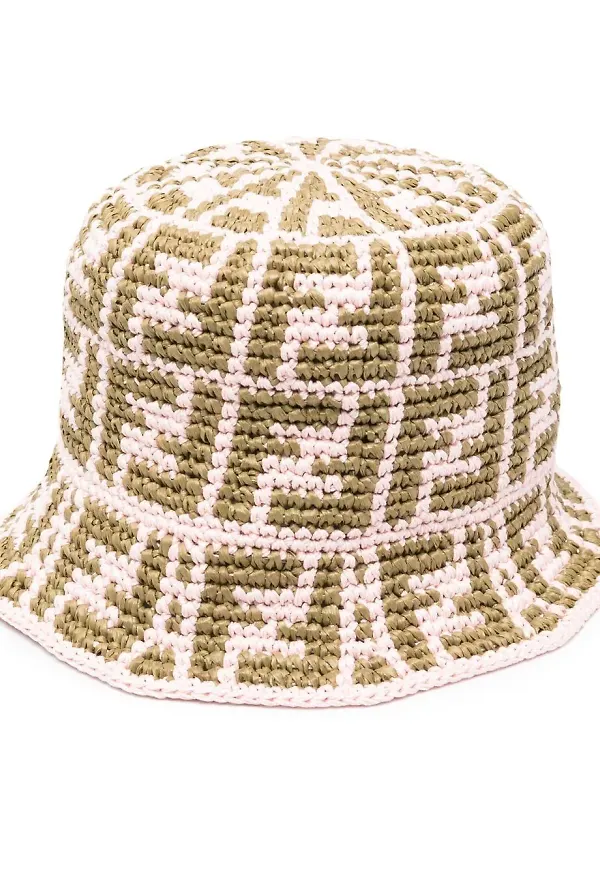 Fendi FF virkad fiskehatt - Rosa