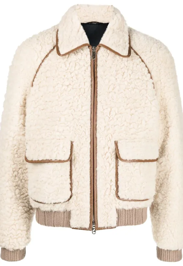 Fendi fårskinnsjacka med dragkedja - Neutral