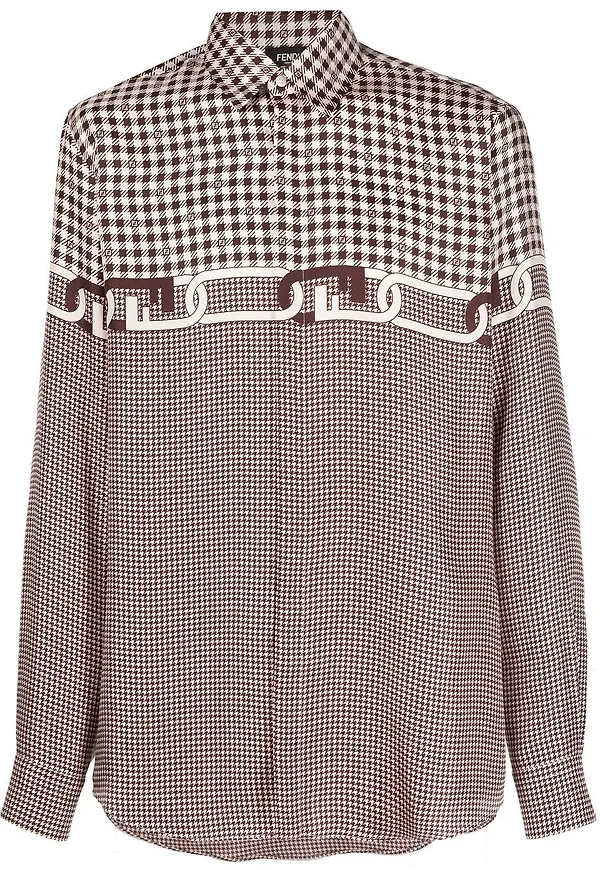 Fendi ginghamrutig skjorta - Brun