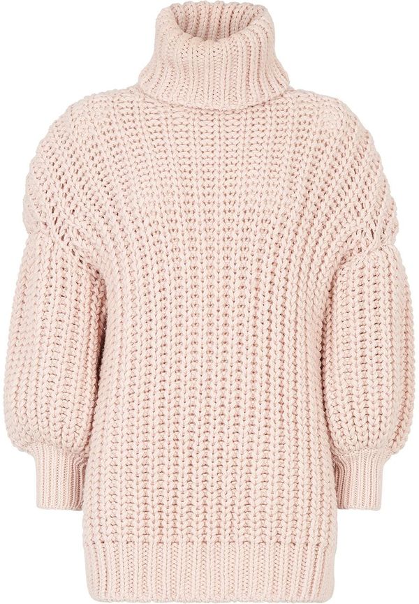 Fendi grovstickad tröja med rullkrage - Rosa