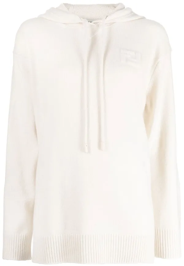 Fendi hoodie med dragsko - Vit